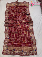 red gajji silk hand embellishment dupatta 3752 for mayra ceremony by Rang Rajasthani