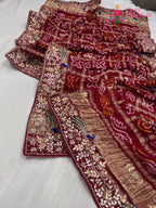 border detailing of red gajji silk hand embellishment dupatta 3752