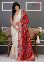 Red Gajji Silk Hand Embellishment Gharchola Dupatta for Mayra Ceremony | Ethnic Luxe