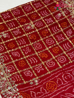 Red Gajji Silk Hand Embellishment Gharchola Saree for Mayra Ceremony | Ethnic Wear