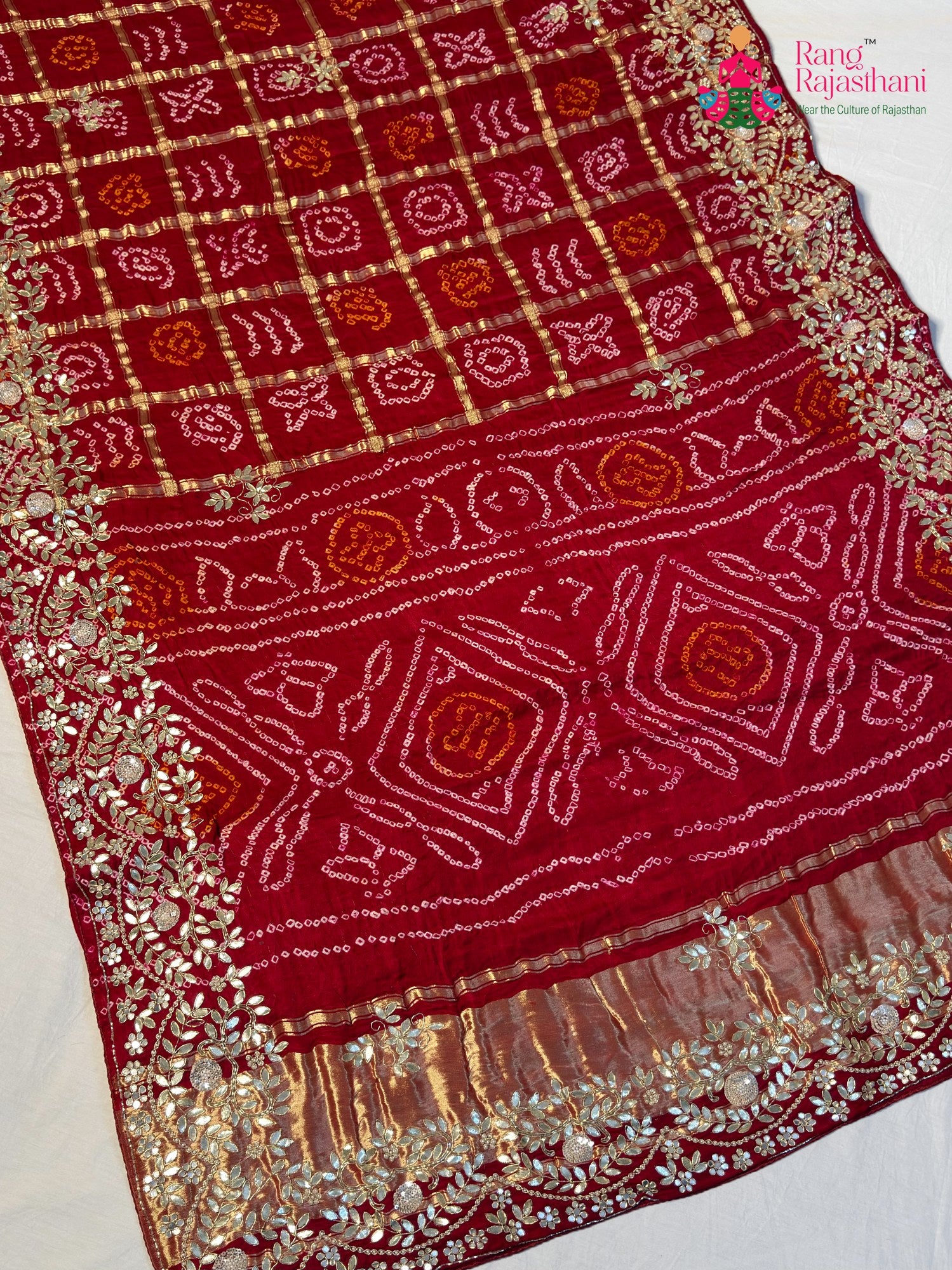 Red Gajji Silk Hand Embellishment Gharchola Saree for Mayra Ceremony | Ethnic Wear