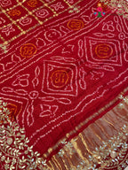 Red Gajji Silk Hand Embellishment Gharchola Saree for Mayra Ceremony | Ethnic Wear