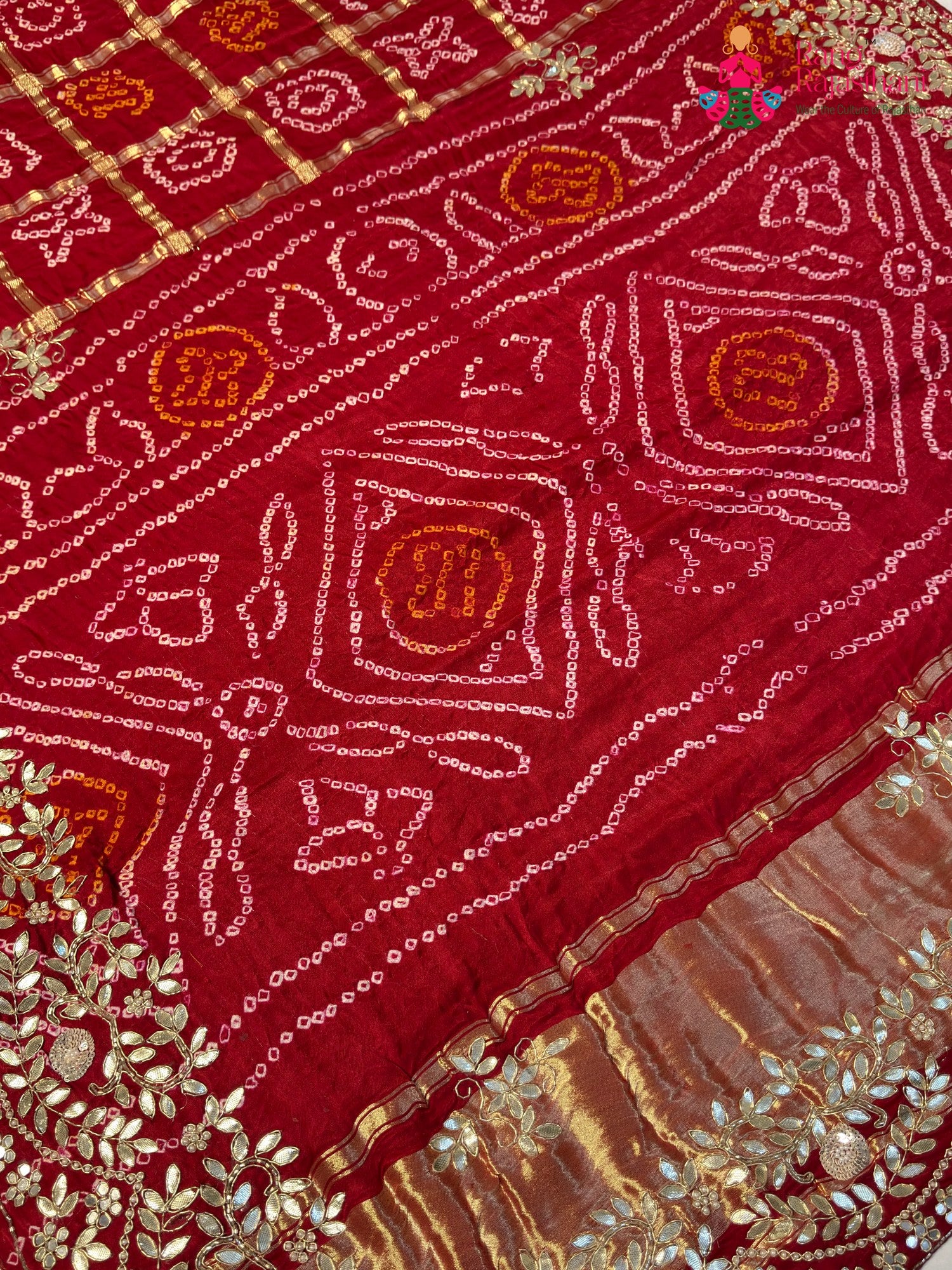 Red Gajji Silk Hand Embellishment Gharchola Saree for Mayra Ceremony | Ethnic Wear