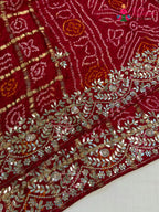 Red Gajji Silk Hand Embellishment Gharchola Saree for Mayra Ceremony | Ethnic Wear