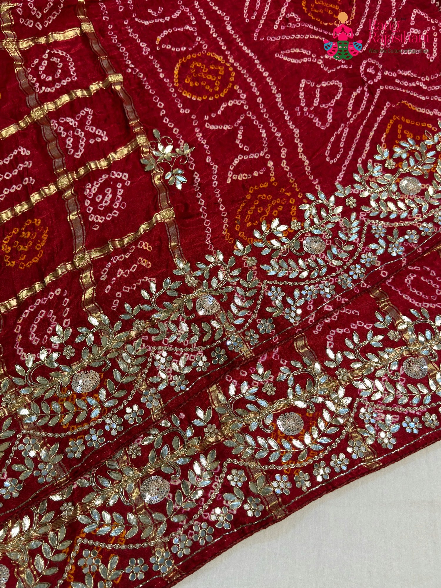 Red Gajji Silk Hand Embellishment Gharchola Saree for Mayra Ceremony | Ethnic Wear