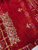 Red Gajji Silk Hand Embellishment Gharchola Saree for Mayra Ceremony | Ethnic Wear