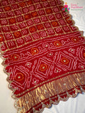 Red Gajji Silk Hand Embellishment Gharchola Saree for Mayra Ceremony | Season Edit