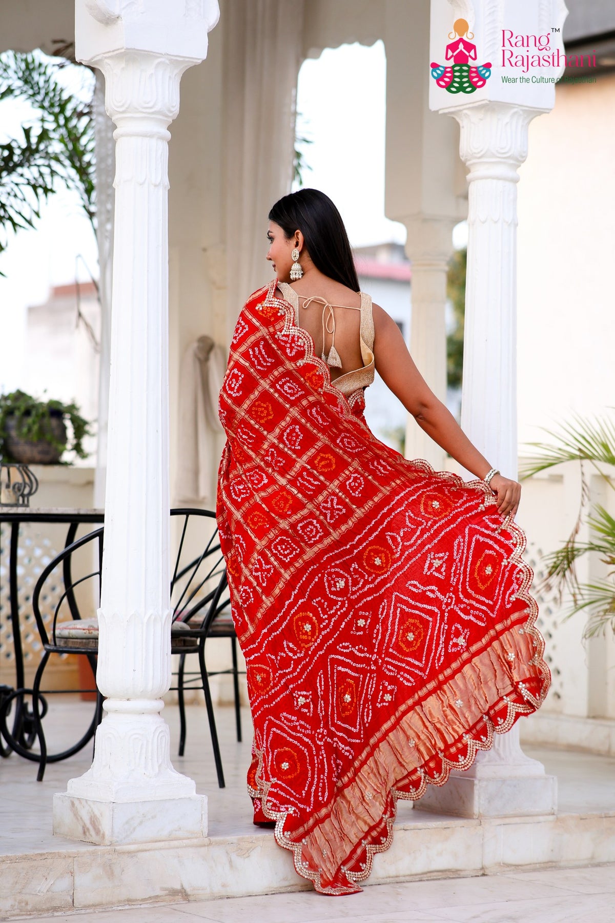Red Pure Gaji Silk Hand Tie Dye Bandhani Gharchola Saree for Mayra Ceremony | Buy Online