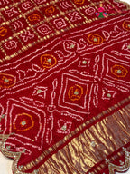 Red Gajji Silk Hand Embellishment Gharchola Saree for Mayra Ceremony | Season Edit
