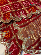 Red Gajji Silk Hand Embellishment Gharchola Saree for Mayra Ceremony | Season Edit
