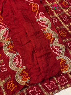 Red Gajji Silk Hand Embellishment Gharchola Saree for Mayra Ceremony | Season Edit