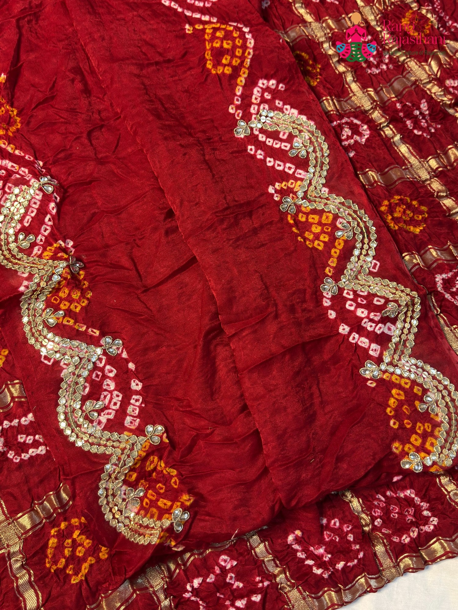 Red Gajji Silk Hand Embellishment Gharchola Saree for Mayra Ceremony | Season Edit