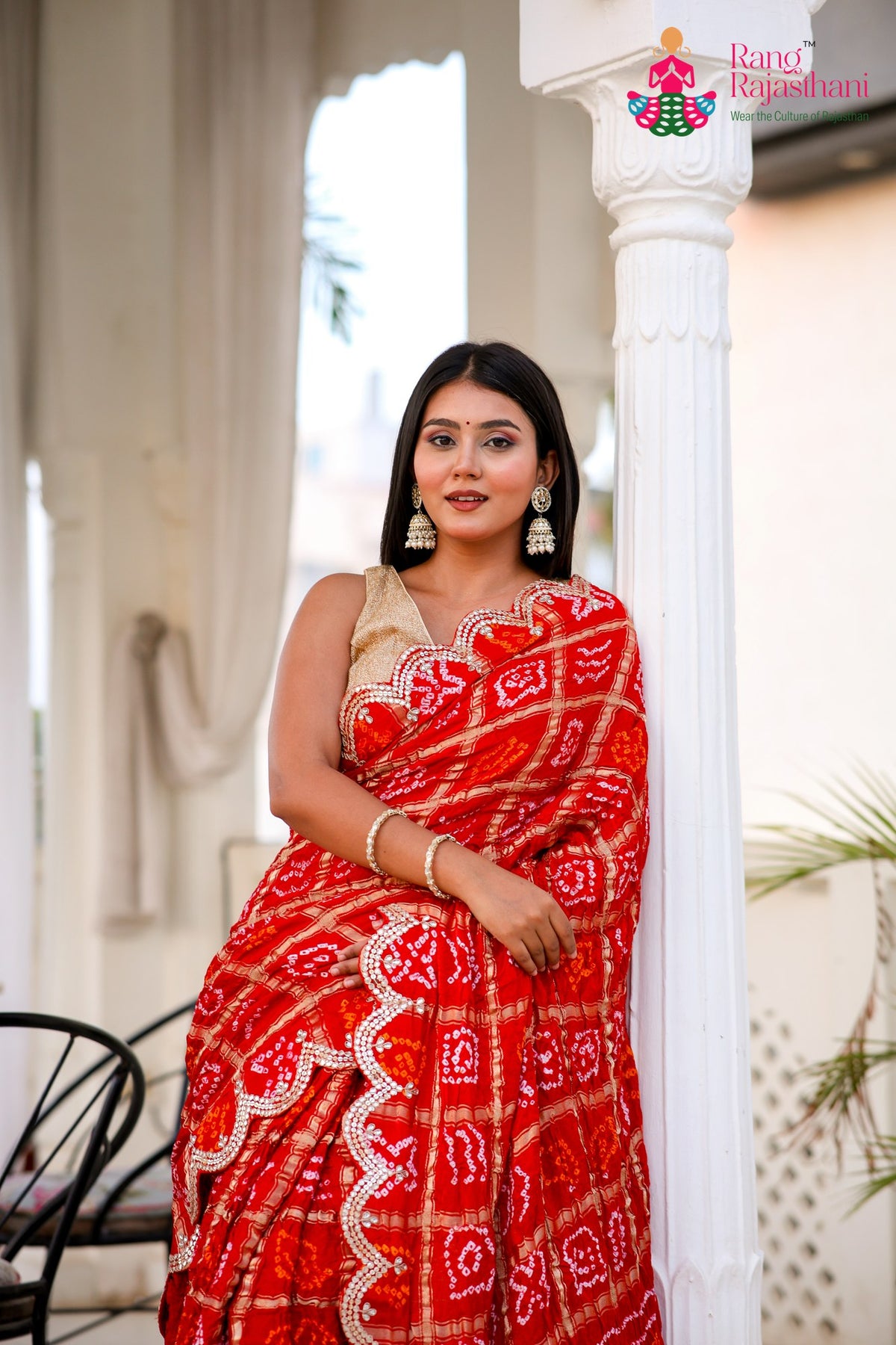 Red Pure Gaji Silk Hand Tie Dye Bandhani Gharchola Saree for Mayra Ceremony | Buy Online