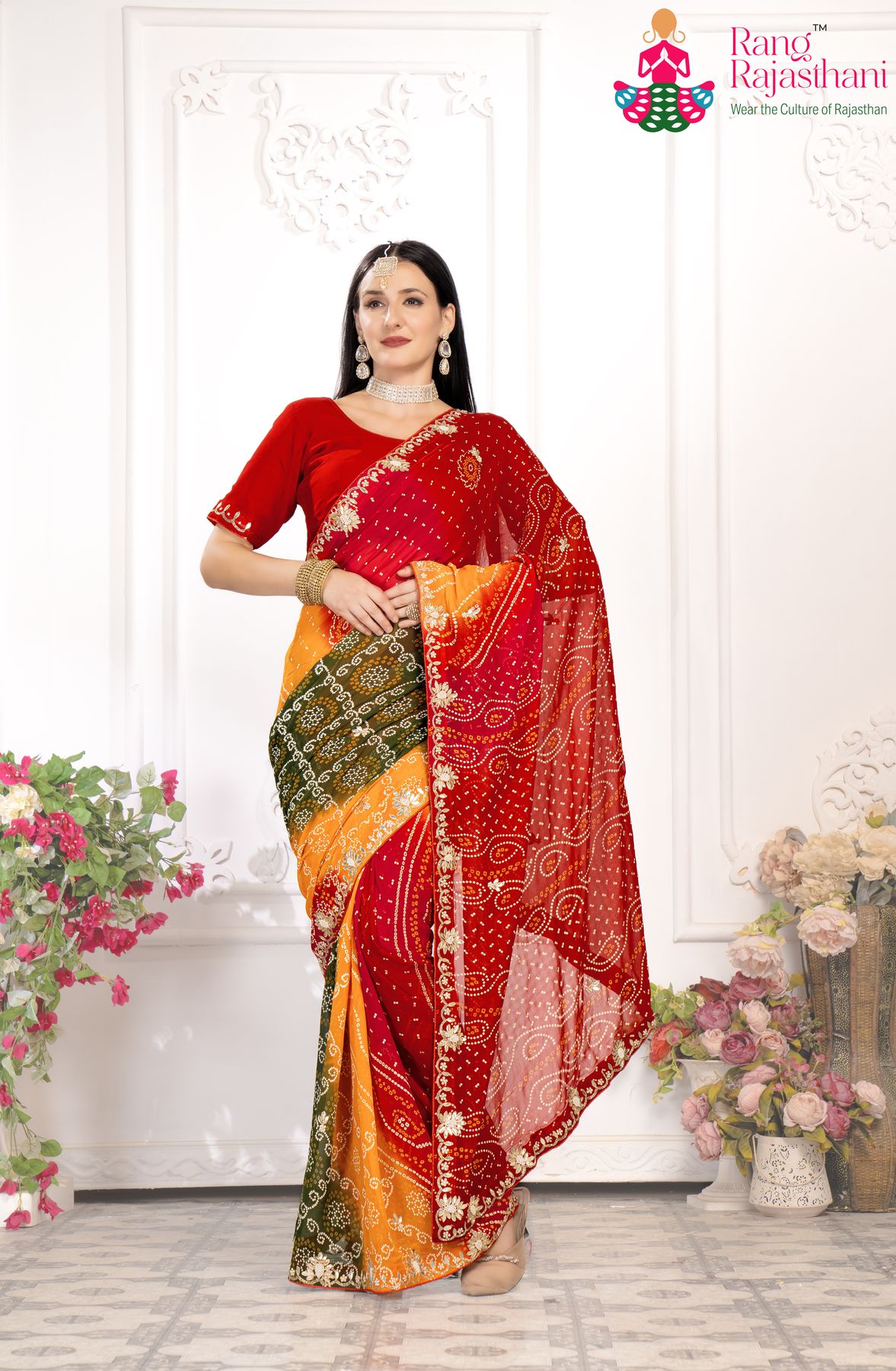 Red Bandhani saree | Rang Rajasthani saree