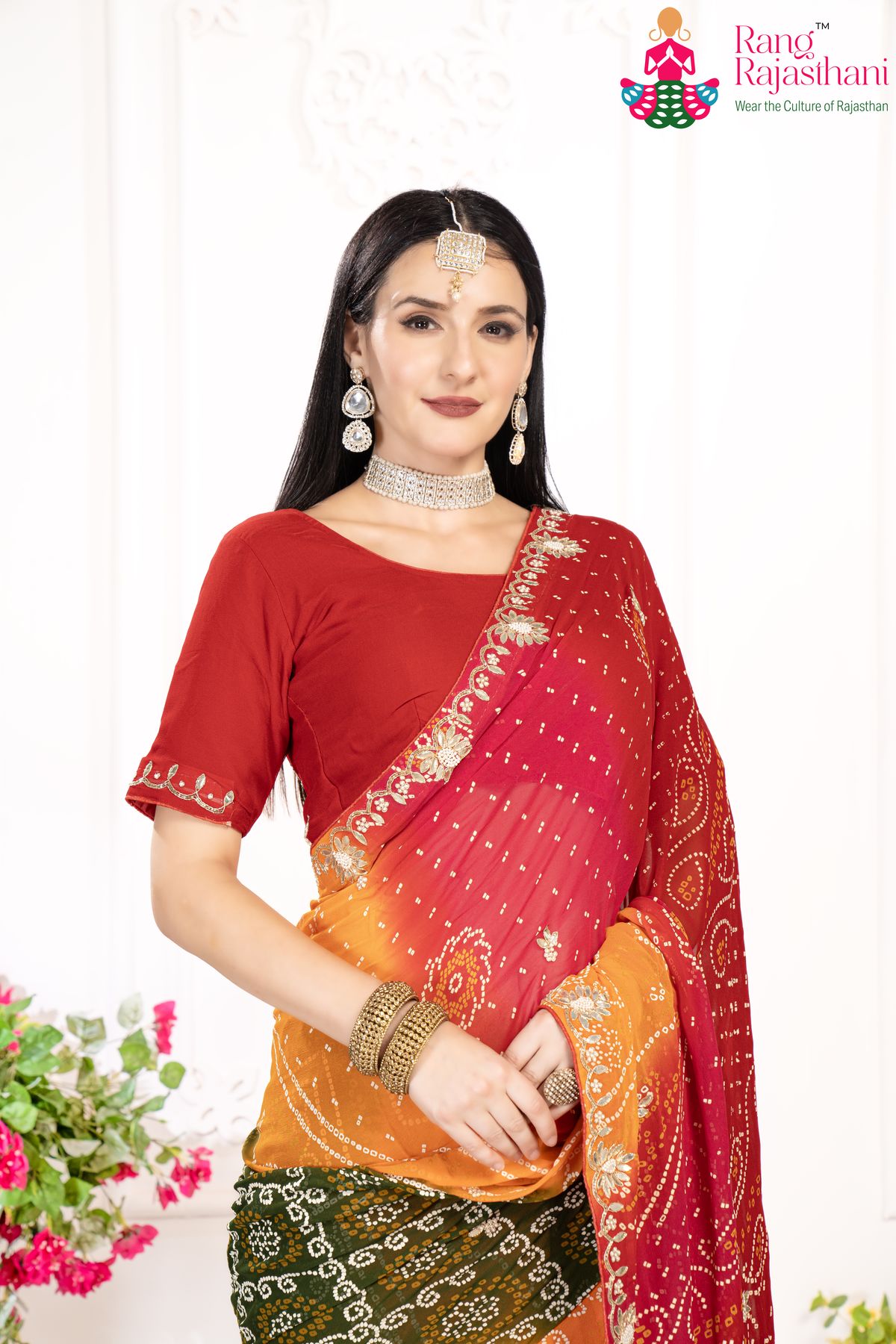 Red Bandhani saree | Rang Rajasthani saree