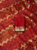 border detail of red khaddi gota patti saree