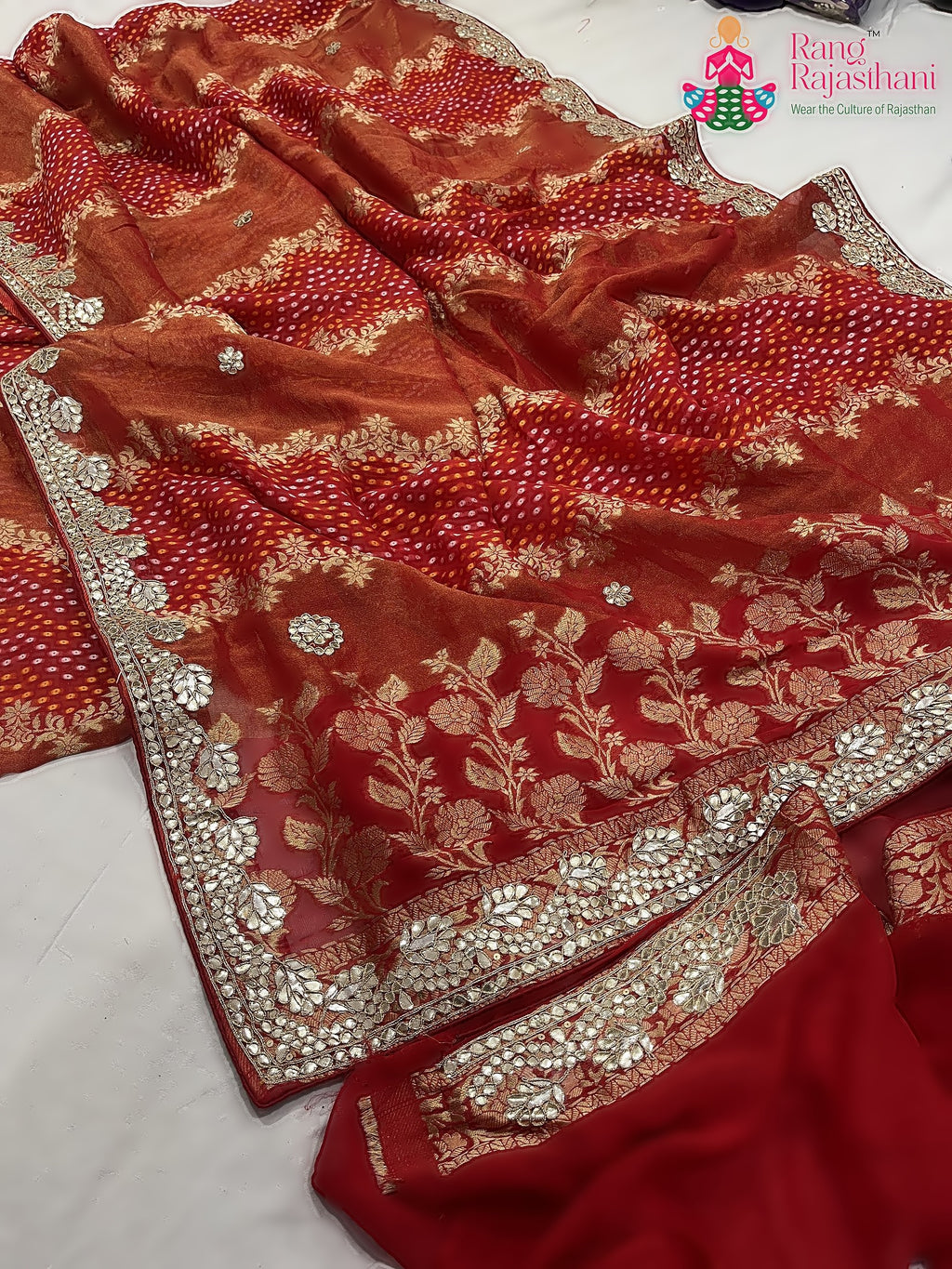 Red Khaddi Gota Patti Work Saree : Warm Charm
