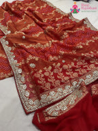 Red Khaddi Gota Patti Work Saree : Warm Charm