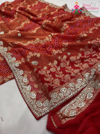 Red Khaddi Gota Patti Work Saree : Warm Charm