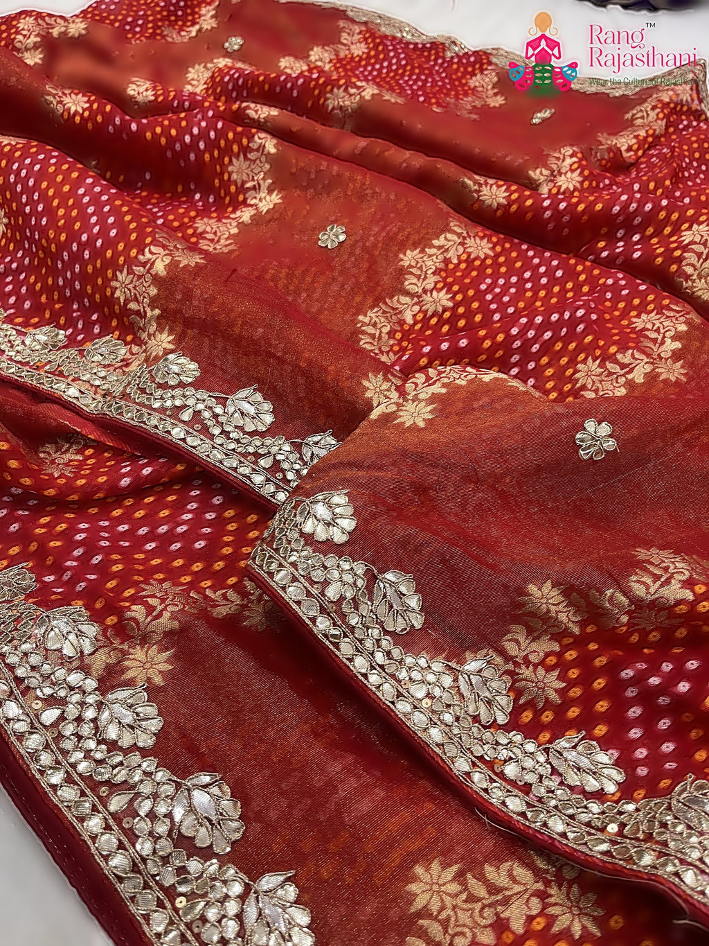 Red Khaddi Gota Patti Work Saree : Warm Charm