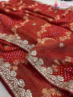Red Khaddi Gota Patti Work Saree : Warm Charm