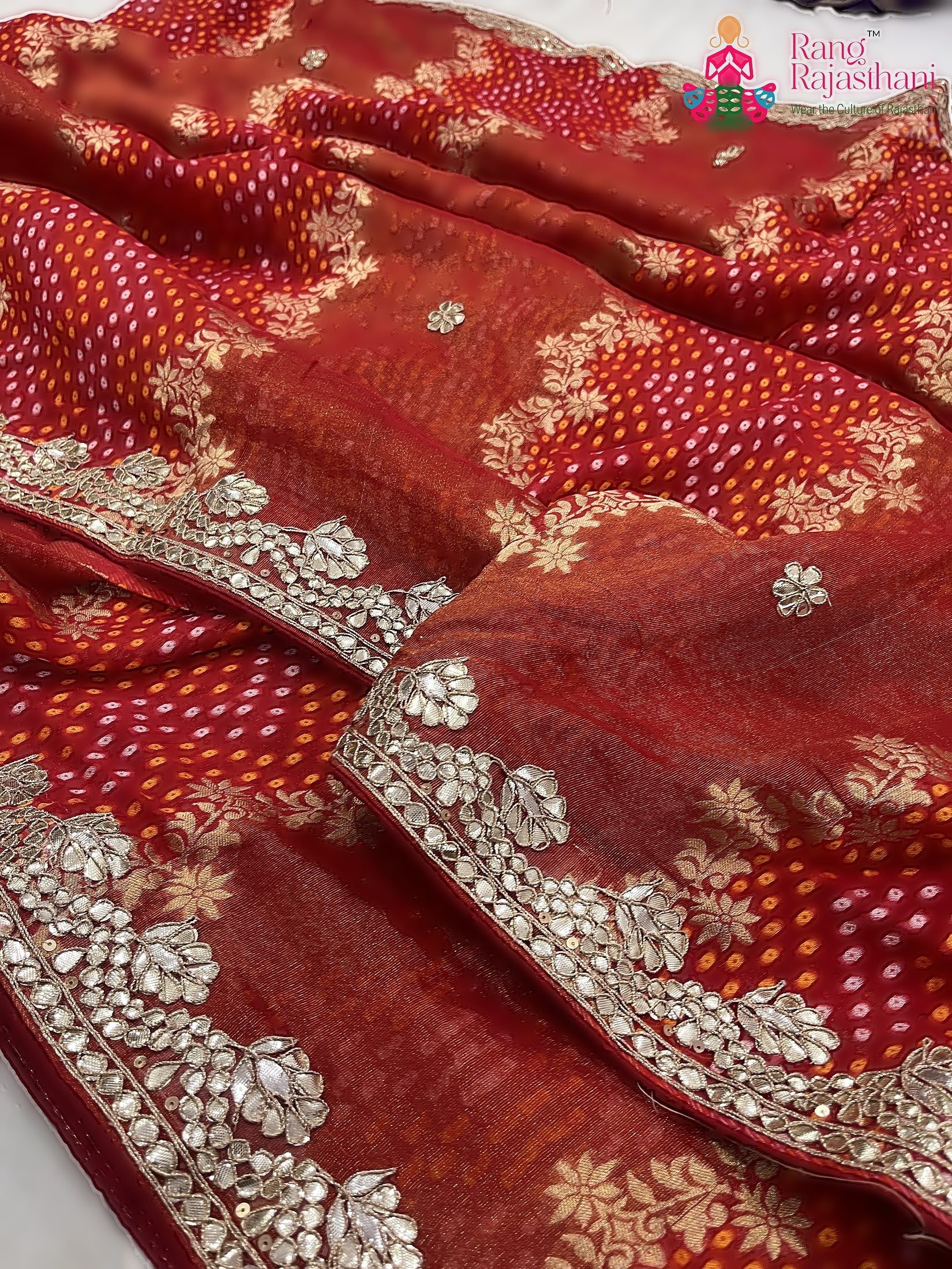Red Khaddi Gota Patti Work Saree : Warm Charm