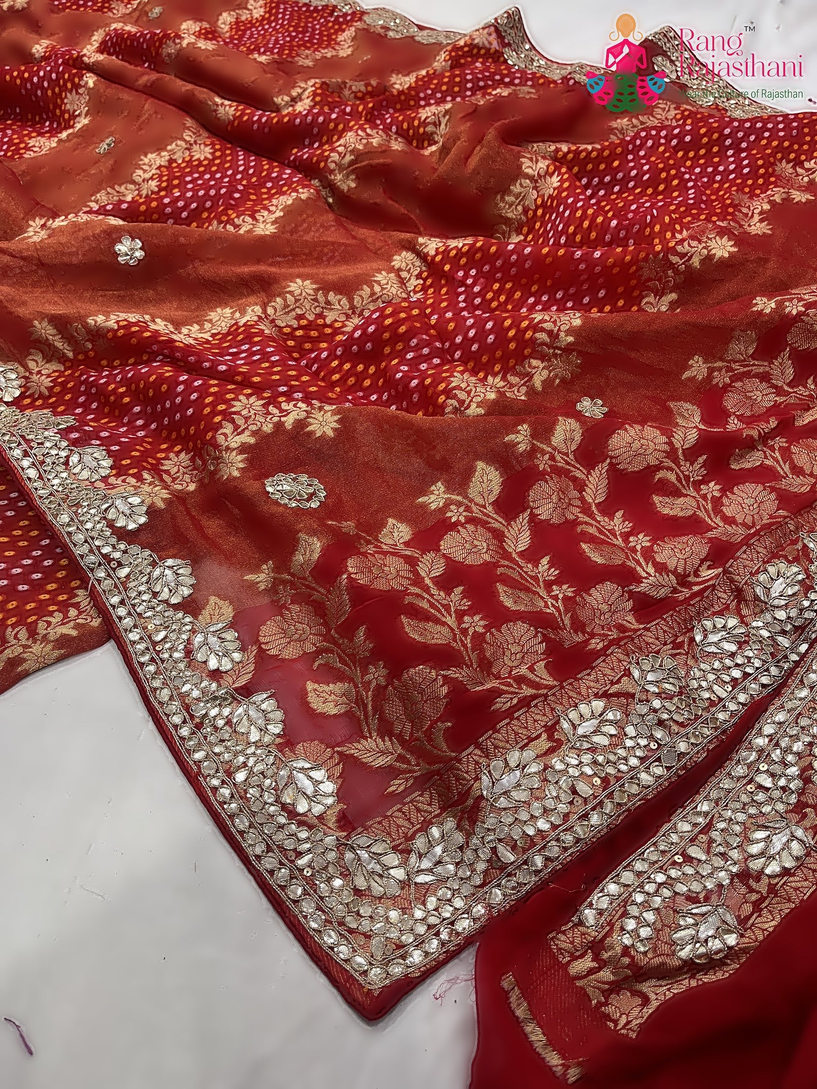 Red Khaddi Gota Patti Work Saree : Warm Charm
