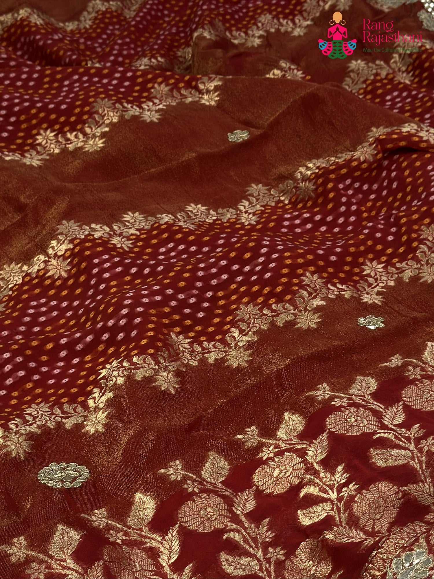 Red Pure Khaddi Georgette Gota Patti Saree for Karwa Chauth | Handcrafted Pick