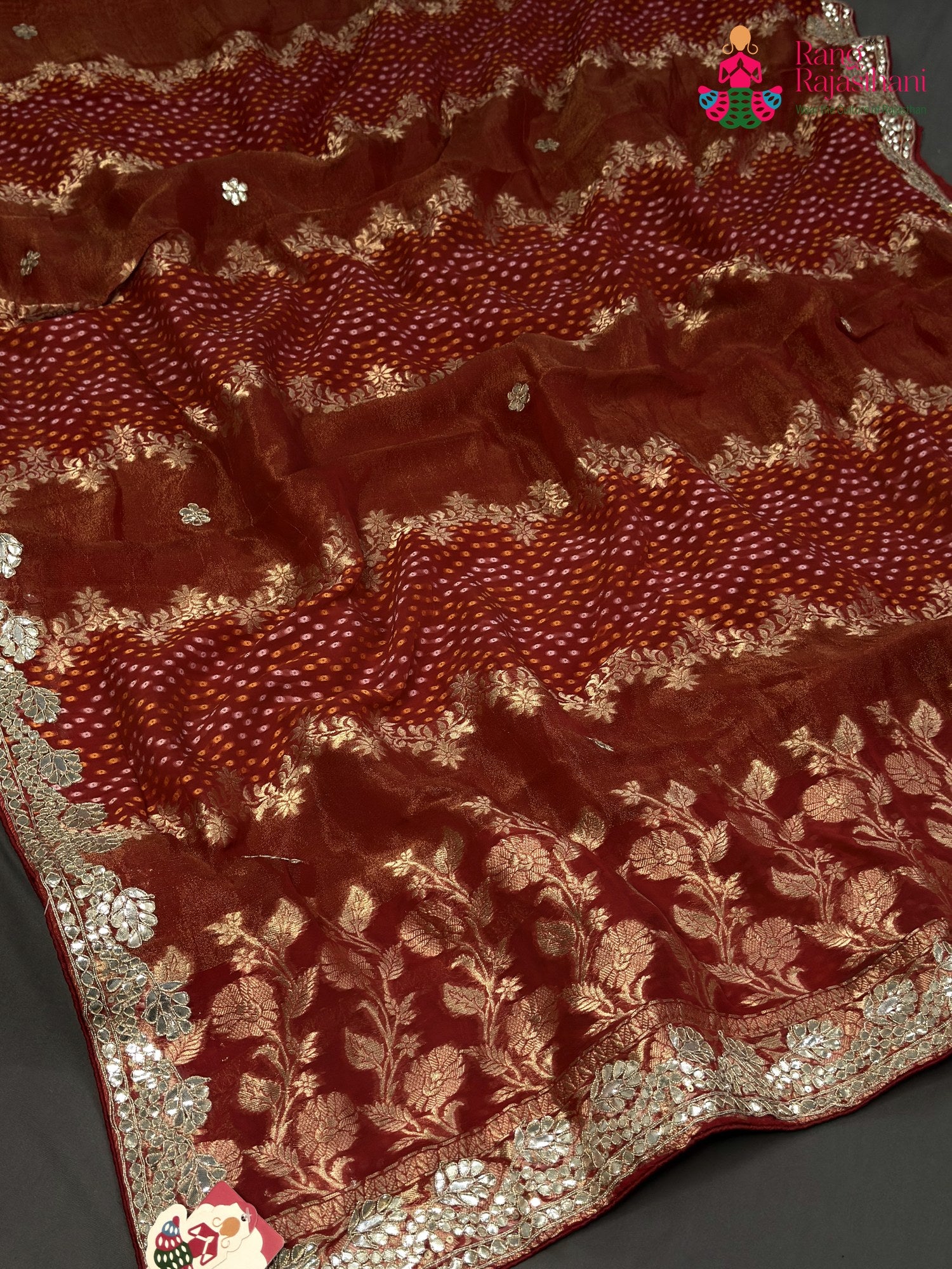 Red Pure Khaddi Georgette Gota Patti Saree for Karwa Chauth | Handcrafted Pick