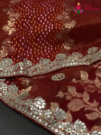 Red Pure Khaddi Georgette Gota Patti Chunri Saree for Karwa Chauth | Exclusive Edit