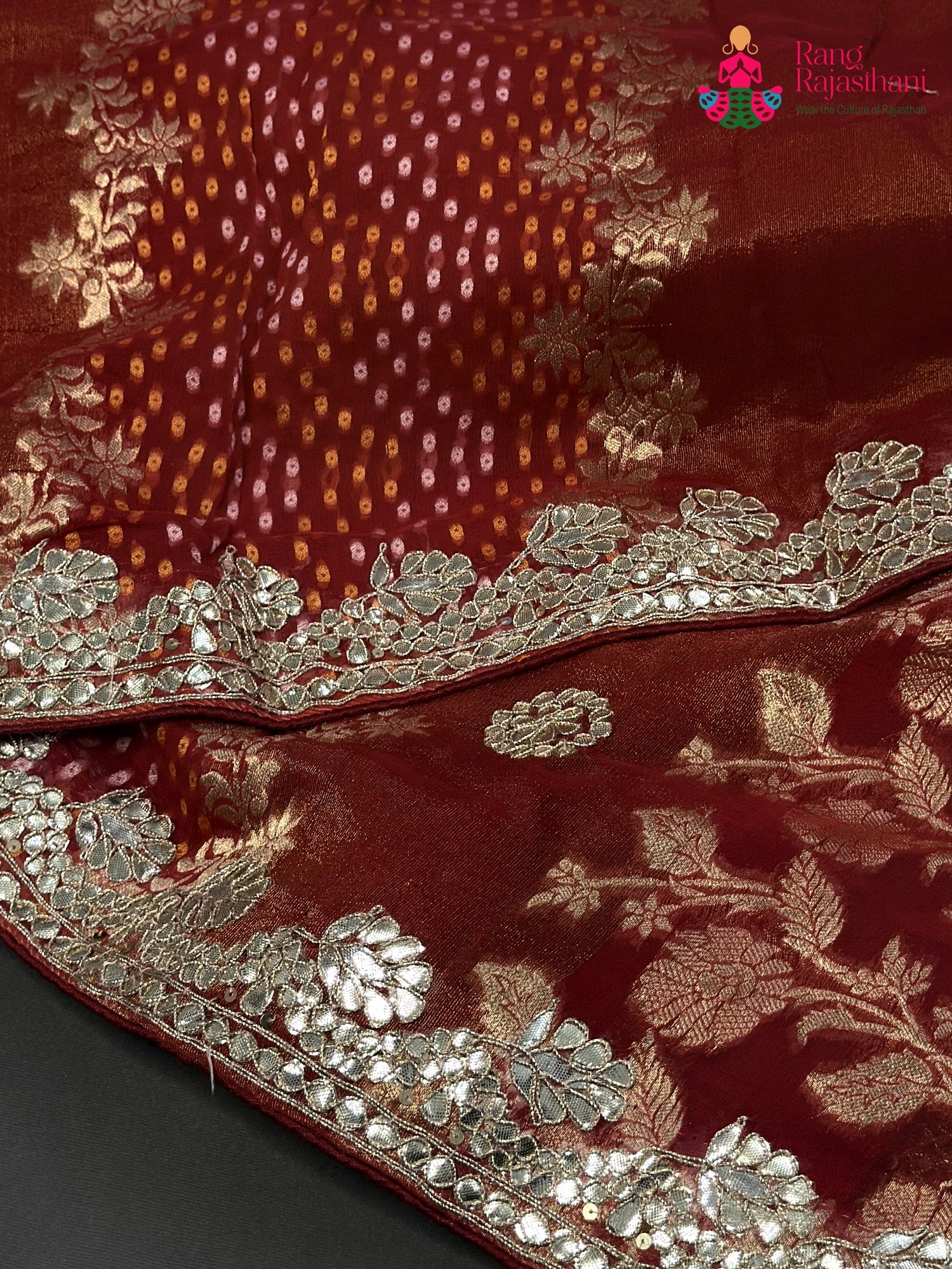 Red Pure Khaddi Georgette Gota Patti Saree for Karwa Chauth | Handcrafted Pick
