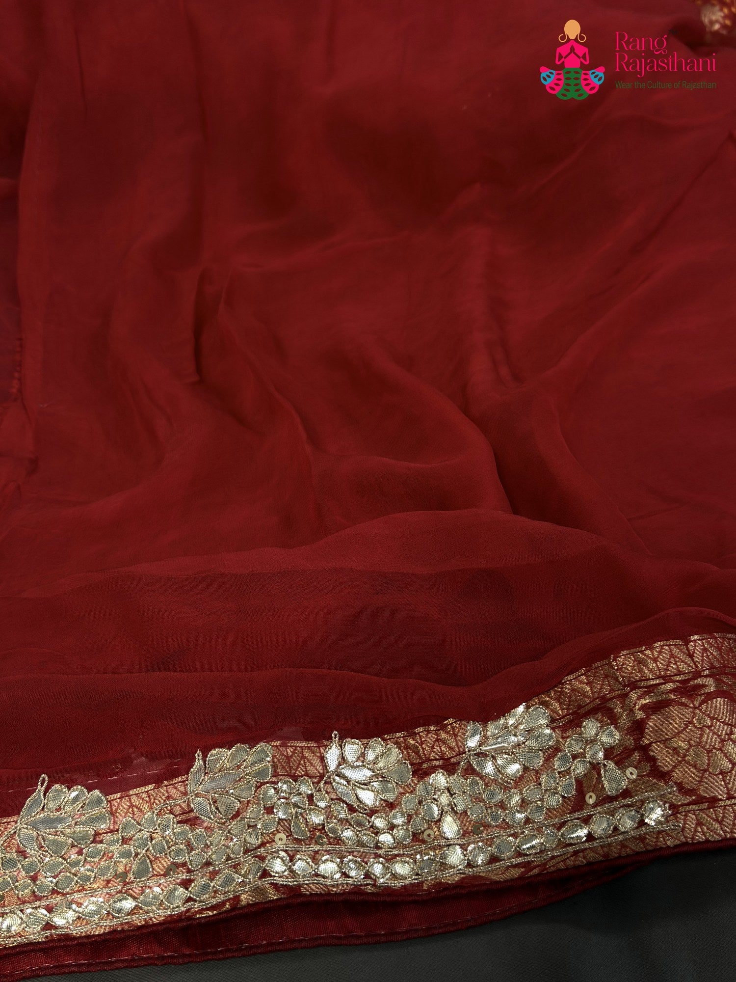 Red Pure Khaddi Georgette Gota Patti Saree for Karwa Chauth | Handcrafted Pick