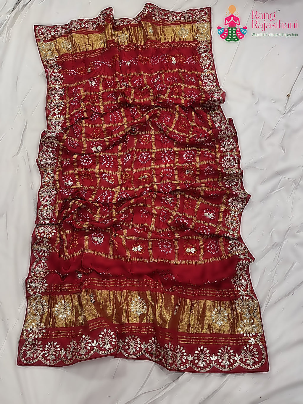 complete look of red khaddi gota patti saree 