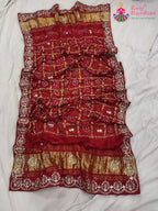 complete look of red khaddi gota patti saree 