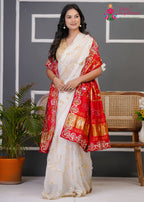 Red Semi Gajji Silk Gota Patti Gharchola Dupatta for Festive Wear | Shop Latest