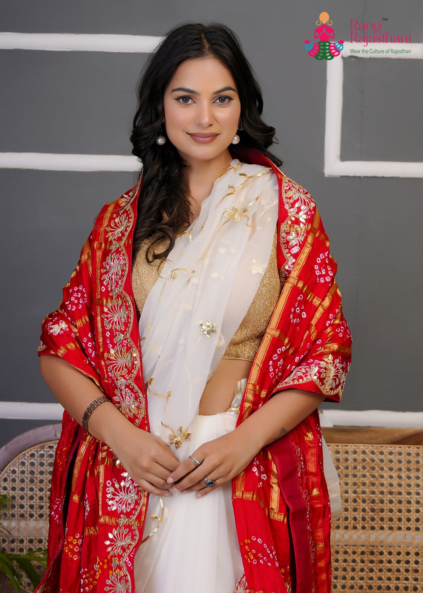 Red Semi Gajji Silk Gota Patti Gharchola Dupatta for Festive Wear | Shop Latest