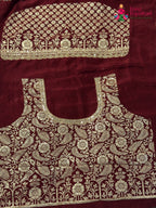 color and weave of red modal ajrakh print saree