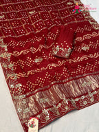 Red Modal Bandhani Gharchola Saree for Bridal | Exclusive Pick