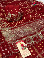 Red Modal Bandhani Gharchola Saree for Bridal | Exclusive Pick
