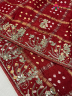 Red Modal Bandhani Gharchola Saree for Bridal | Exclusive Pick