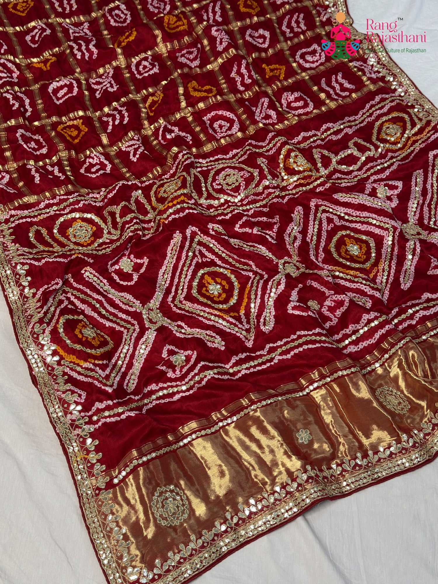 Red Modal Bandhani Chunri Saree for Festive Wear | Exclusive Edit