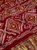 Red Modal Bandhani Chunri Saree for Festive Wear | Exclusive Edit
