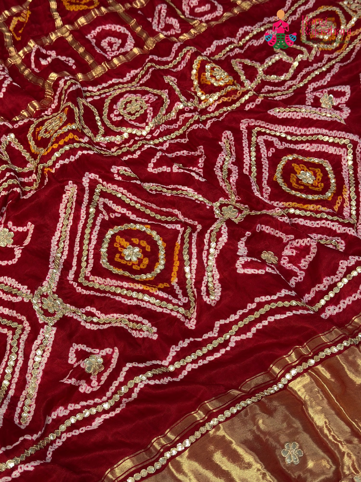 Red Modal Bandhani Chunri Saree for Festive Wear | Exclusive Edit