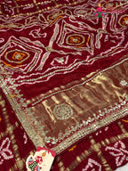 Red Modal Bandhani Chunri Saree for Festive Wear | Exclusive Edit