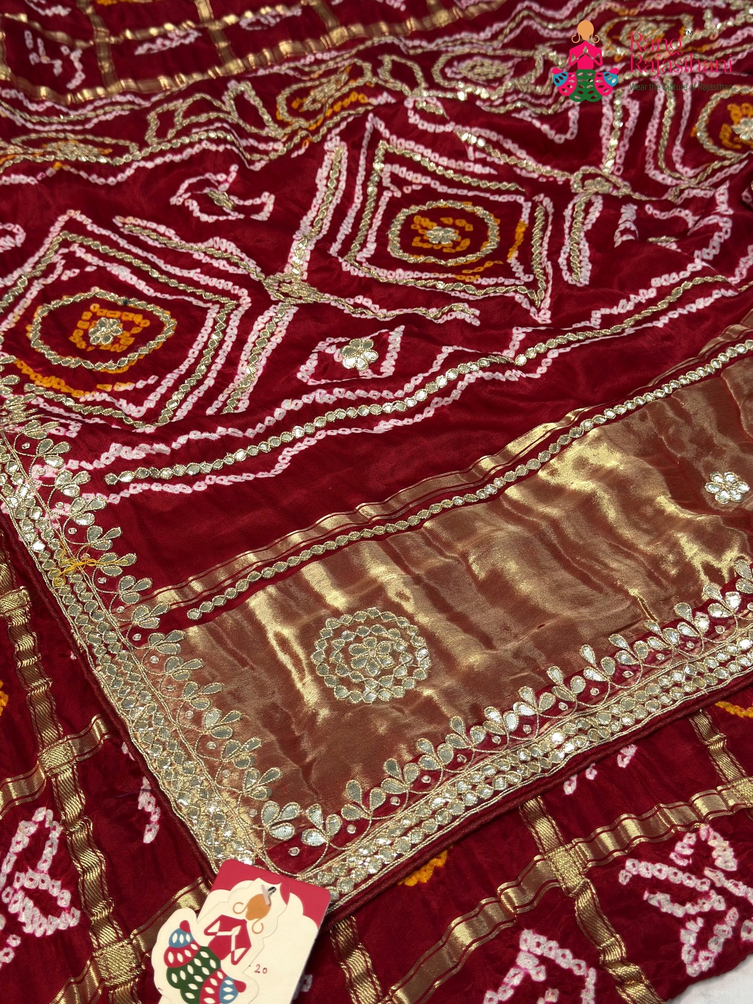Red Modal Bandhani Chunri Saree for Festive Wear | Exclusive Edit