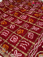 Red Modal Bandhani Chunri Saree for Festive Wear | Exclusive Edit