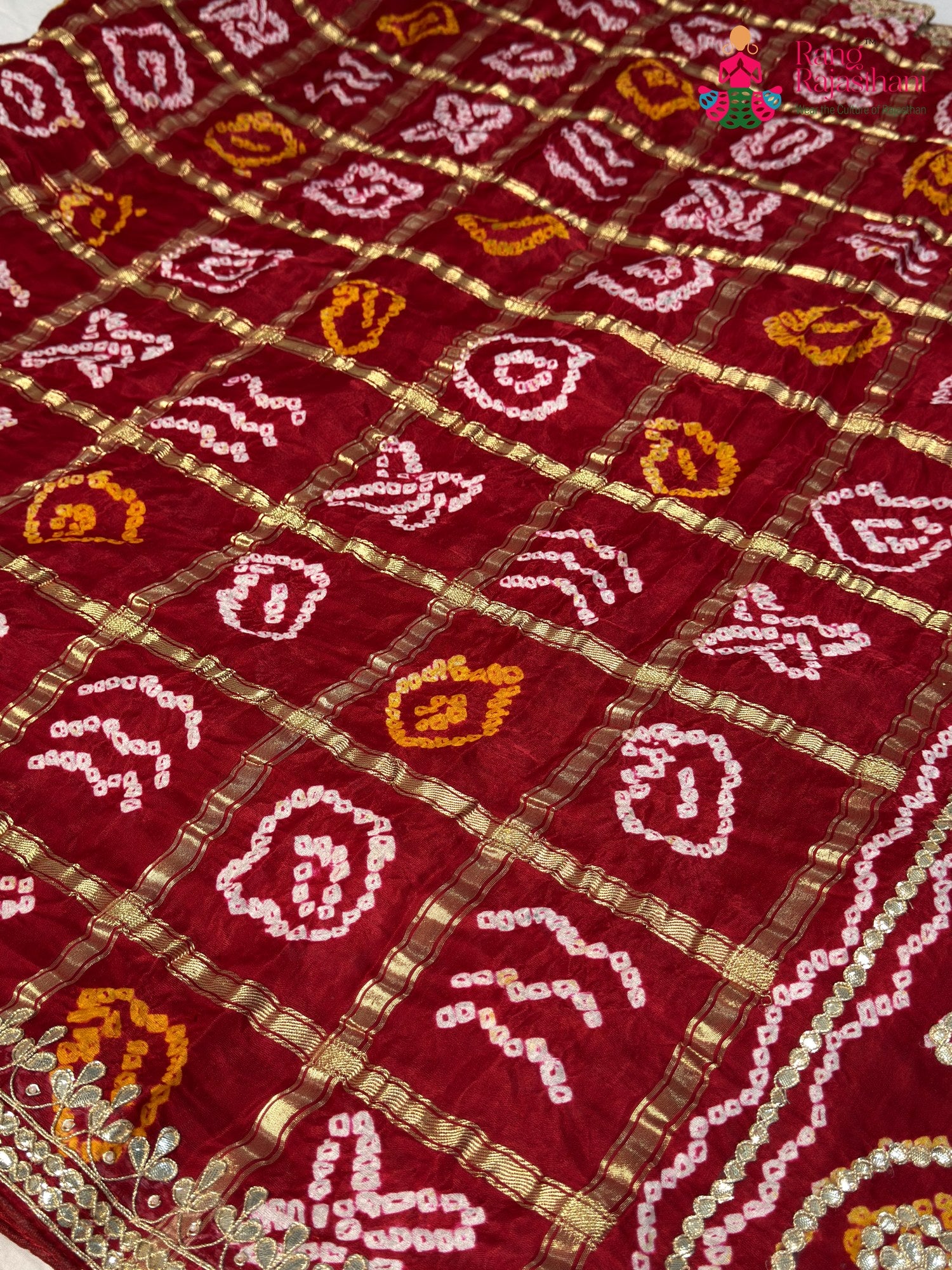 Red Modal Bandhani Chunri Saree for Festive Wear | Exclusive Edit
