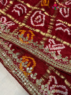 Red Modal Bandhani Chunri Saree for Festive Wear | Exclusive Edit