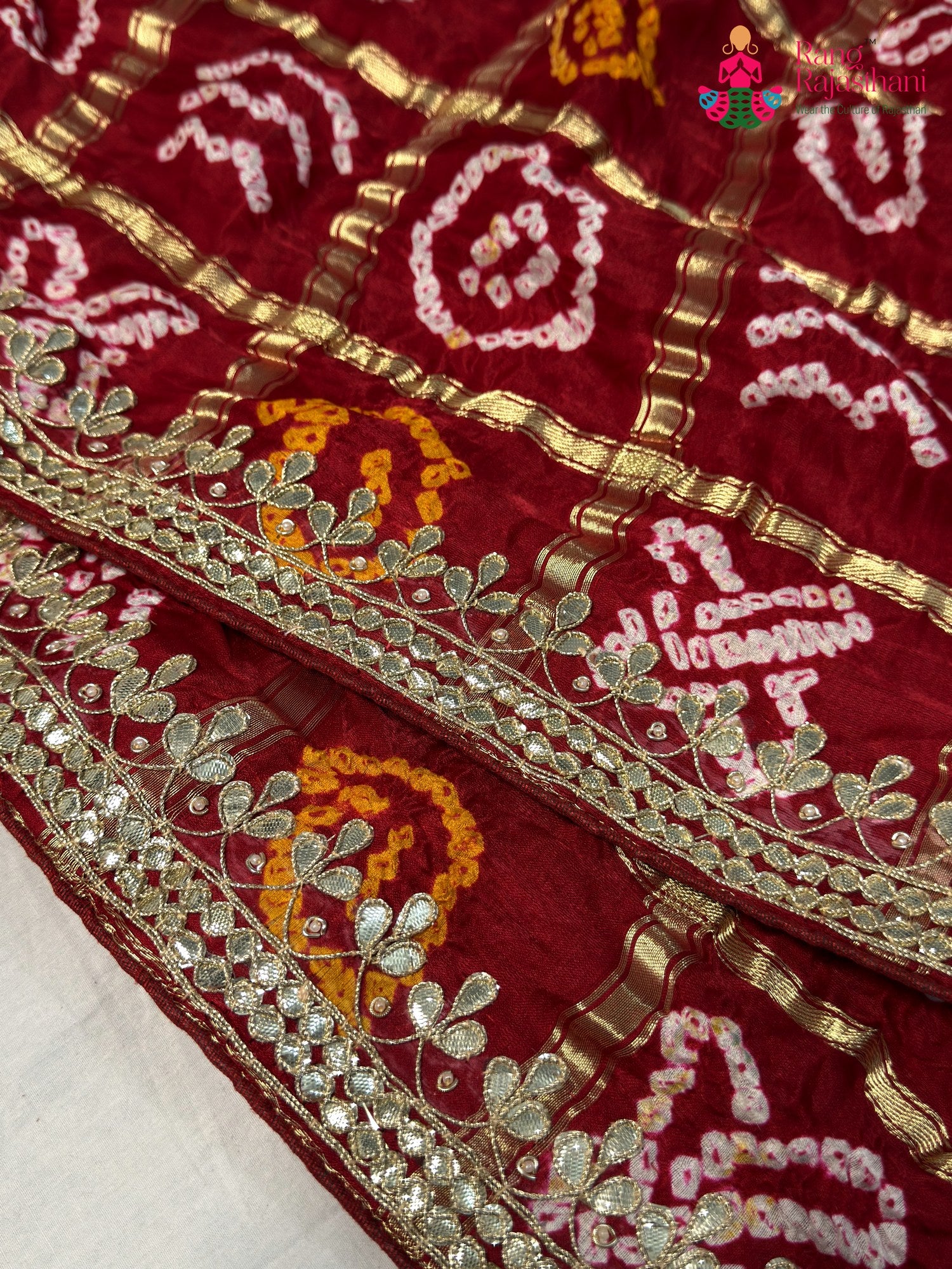 Red Modal Bandhani Chunri Saree for Festive Wear | Exclusive Edit