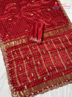 Red Modal Gota Patti Saree for Wedding Guest | Top Pick